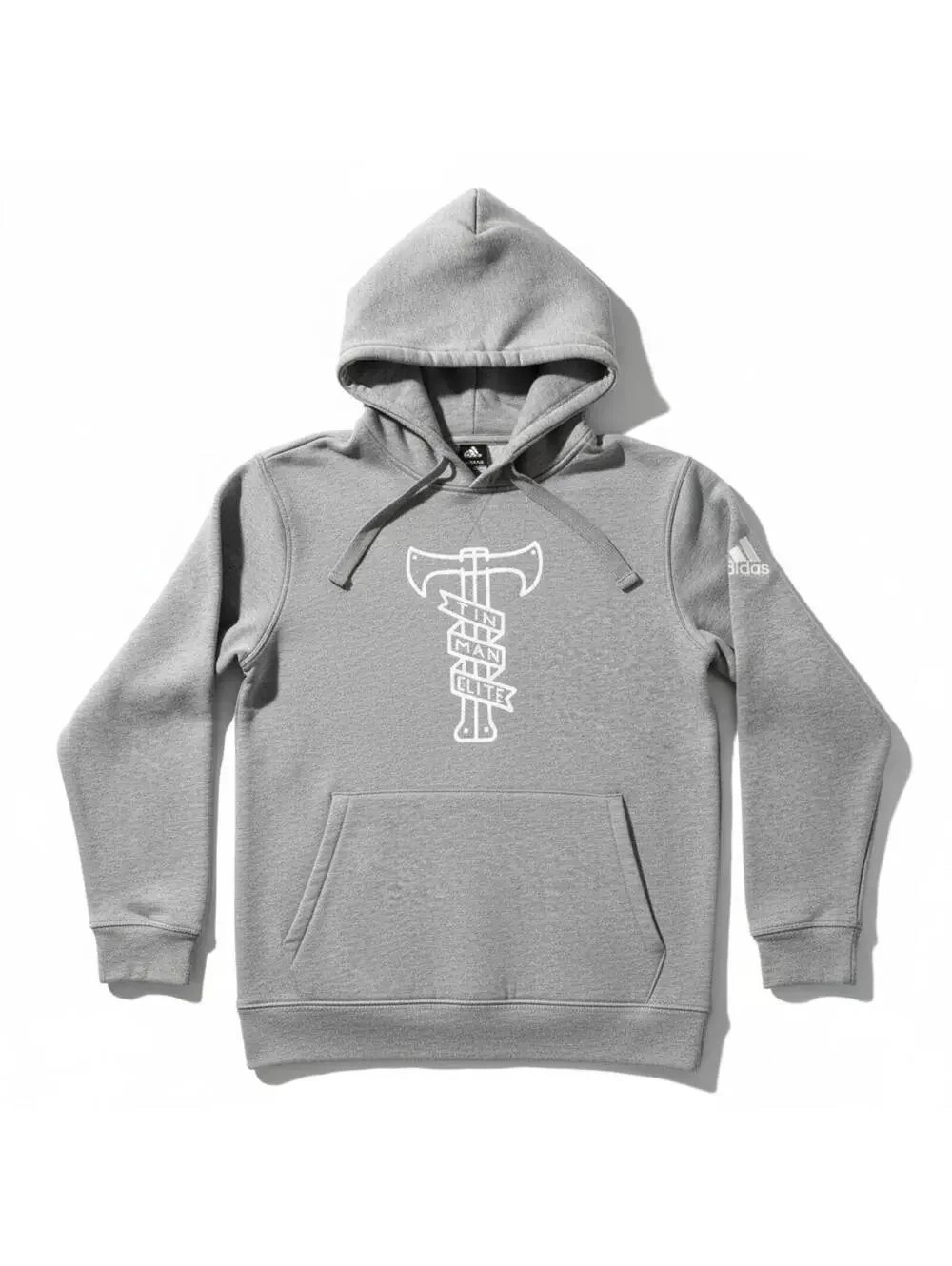 Adidas Tin Man Elite Hoodie Mens Medium Gray Pullover Fleece Sweatshirt